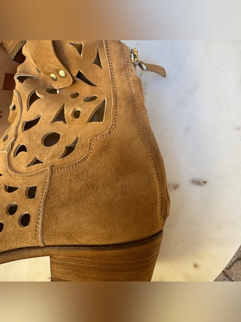 Mimmù Laser Cut Suede Leather Ankle Boots